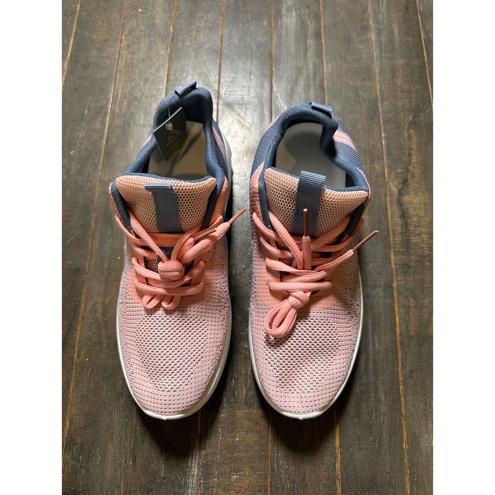 Womens Fashion Knit Running Sneakers Pink Blue Lace Up Athletic Shoes